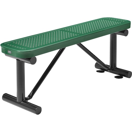 48L Outdoor Steel Flat Bench, Perforated Metal, Green